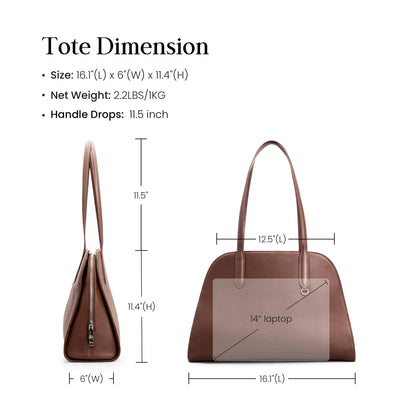 befen Genuine Leather Tote Bag for Women Work, Women's Leather Shoulder Bags Purses Satchel Handbags with Laptop Compartment
