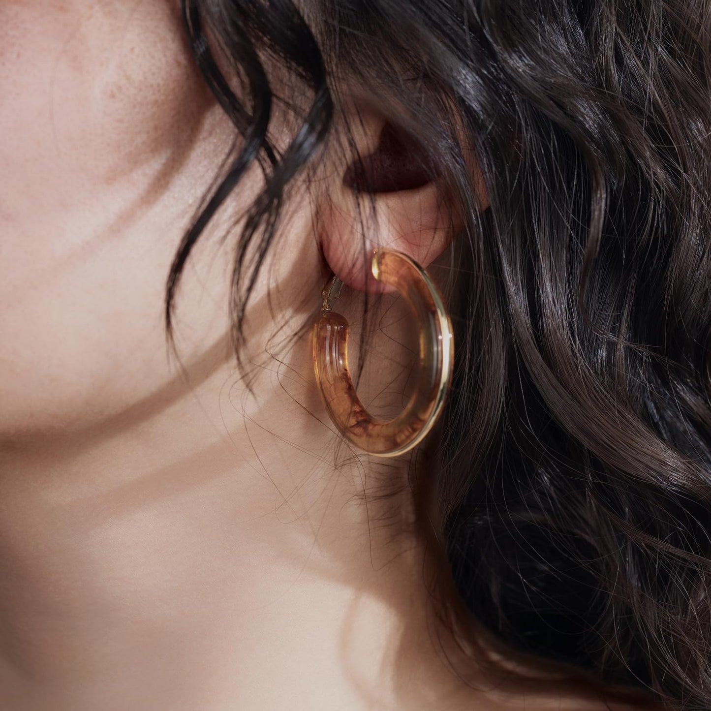 Chunky Gold Resin Hoop Earrings Leverback Statement Huggie Hoops Dangle Drop Dressy Earring Prom Festival Vacation Jewelry for Women
