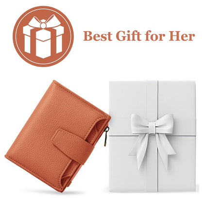 Airkit Small Wallet Women RFID Blocking Soft Leather Bifold Compact Card Holder Wallet for Women with Zipper Coin Pocket 4 ID Window