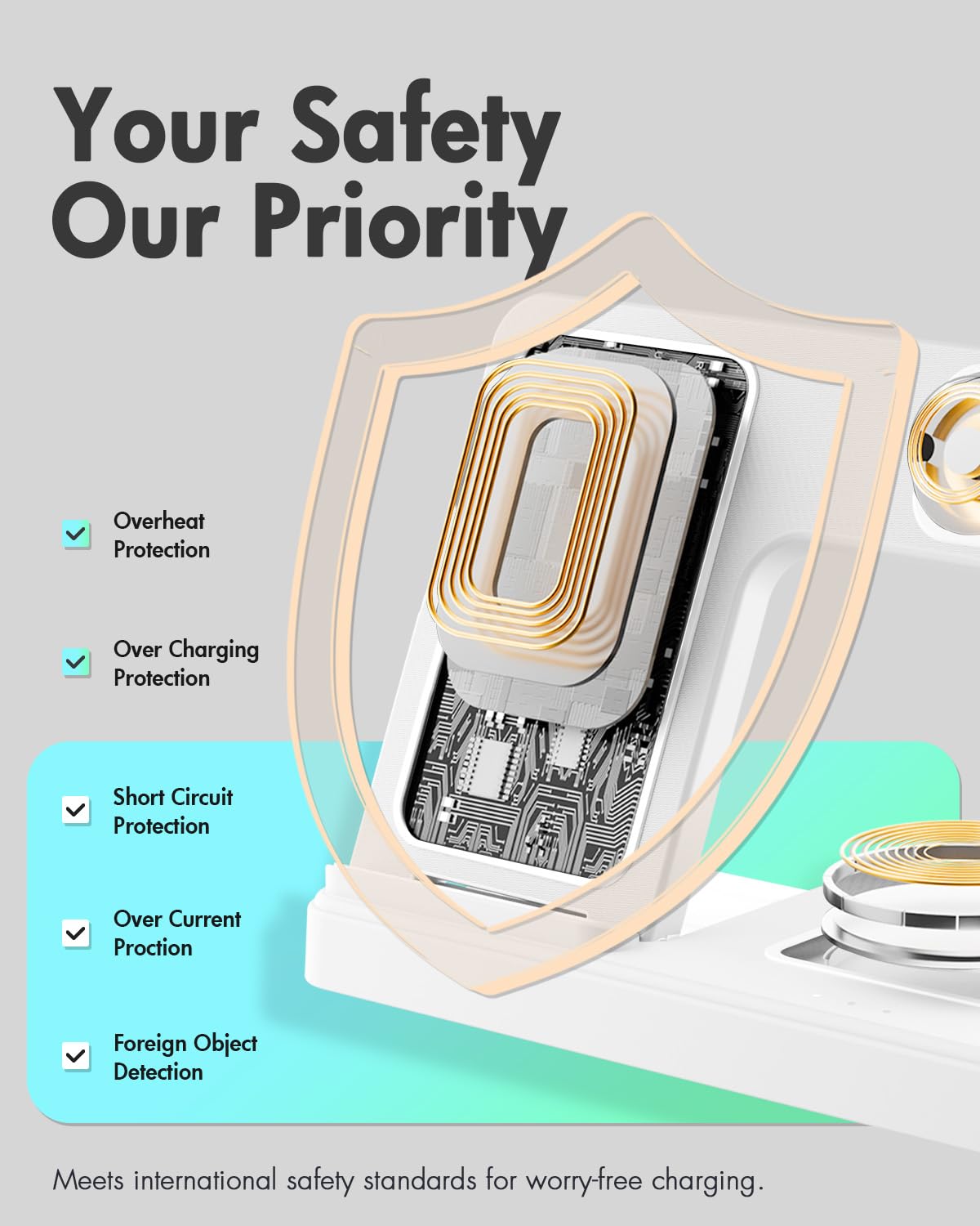 GETPALS Wireless Charger iPhone Charging Station for Apple Multiple Devices | 3 in 1 Charger Stand for iPhone 17 Pro Max 17e 16 16e 15 14 13 12 & Watch Series 11-2 SE Ultra & Airpods 4 3 Pro, Black