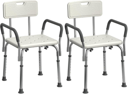 Medline Shower Chair Seat with Padded Armrests and Back | Heavy Duty Shower Chair for Bathtub | Slip Resistant Shower Seat with Adjustable Height | Shower Chair for Inside Shower with 350 lb Capacity