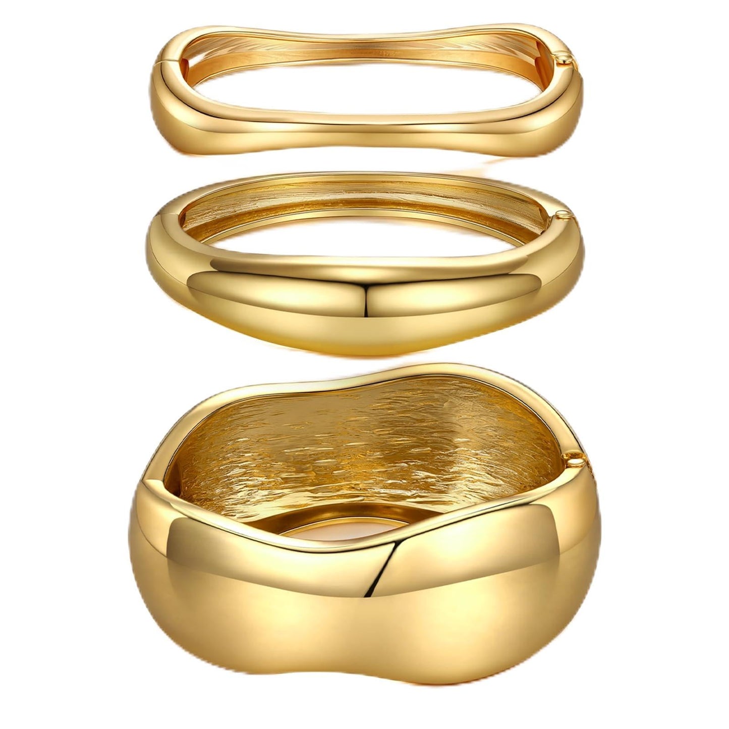 Chunky Gold Bangle Bracelets for Women Trendy 14K Gold Plated Cuff Bracelets Stack, Dainty Gold Bracelet Sets Non Tarnish Fashion Jewelry Gift