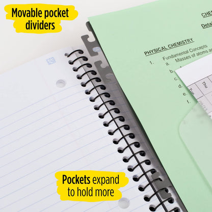 Five Star Advance Spiral Notebook + Study App, 5 Subject, College Ruled Paper, 8-1/2" x 11", 200 Sheets, Spiral Guard, Movable Tabbed Dividers, Black (73144)
