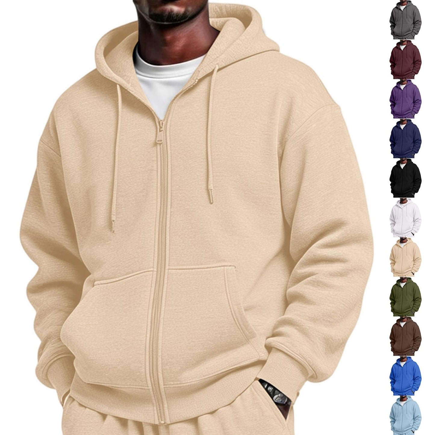 Full Zip Hoodies for Men Big And Tall Oversized Hooded Fleece Sweatshirt | Knit Open Front Cardigan, Zipper Jackets, Oversize, Streetwear, Basic Fit, Lightweight, Warm, Big and Tall, Hooded Sweatshirt