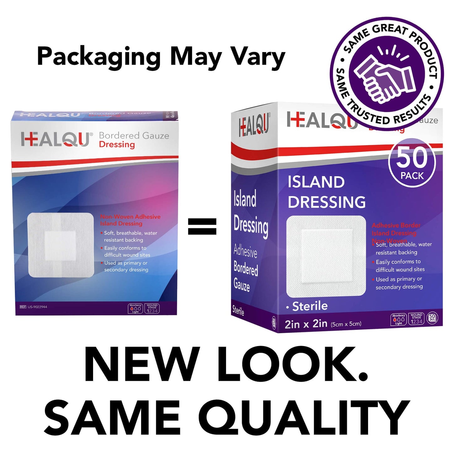HEALQU Island Dressing - 4"x4", 30 Count - Bordered Gauze Sterile Individually Wrapped Gauze Pads, Water-Resistant, Non-Woven Backing - Soft and Breathable Wound Dressing for First Aid and Medical | Water-Resistant, Latex-Free, High Absorbent, Adhesive Bo