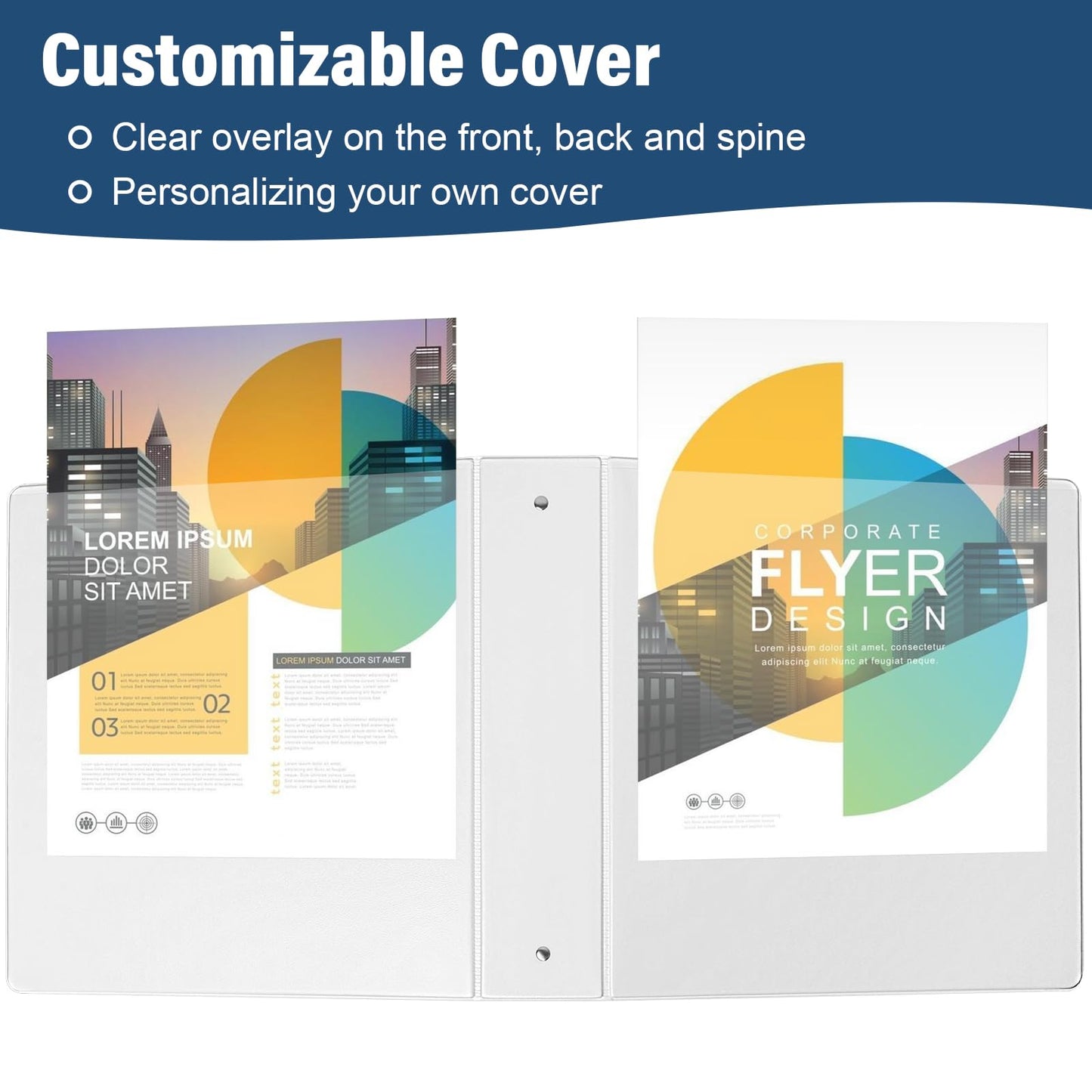 1.5-Inch 3-Ring Binder with Pockets, 1-1/2’’ Premium View Binders with Three Ring Binders Holds up to 325 Sheets US Letter Size, Bulk Pack of 6, Perfect for Home, Office, and School (1.5-inch) White