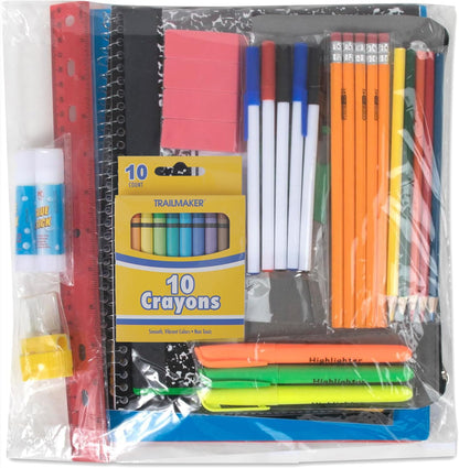 Trail maker School Supplies Kit 45 Piece School Supply Kit Grades K-12 – Back to School Essentials Includes Folders Notebooks Pencils Pens and Much More!