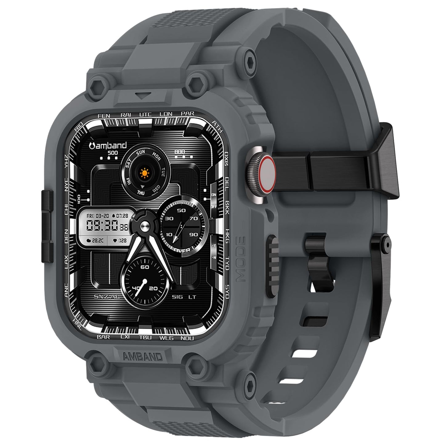 amBand Bands Compatible with Apple Watch 9/8/7 45mm, M1 Sport Series Rugged Case Protective Cover for iWatch 6/SE (3/2/1)/5/4/3 44mm Men Green