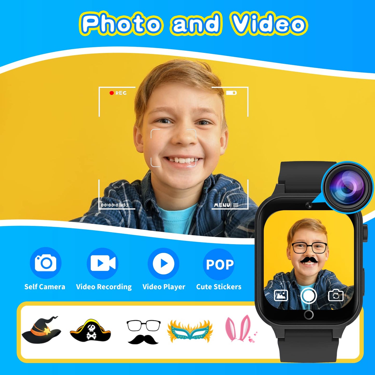 Kids Smart Watch Gift for Girls Age 5-12, 39 Games HD Touch Screen Watches with Video Camera Music Player Pedometer Flashlight 12/24 hr Educational Toys Birthday Gifts for Girls Ages 7 8 9 10