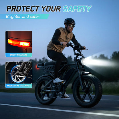 Electric Bike for Adults, Peak 1500W Motor Retro E Bike, Range 65/120Miles, 48V 15Ah Removable Battery, 20"x4" Fat Tires, Full Suspension, APP Control, Off-Road Ebike for City Commuting