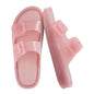 CUSHIONAIRE Pool Slides for Women Water Resistant Double Buckle Adjustable Slip-On Womens Sandals for Beach Shower Casual Wear
