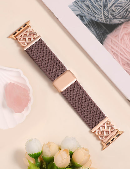TOYOUTHS Braided Magnetic Band Compatible with Apple Watch Bands 38/40/41/42/44/45/46/49mm Women Men, Dressy Celtic Metal Stretchy Elastic Strap for iWatch Series 11 10 9 8 7 6 5 4 SE/Ultra 3 2 1