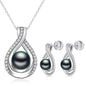 Infinity White Black Pearl Necklace and Earrings Set for Women Gifts for Mom Birthday Mothers Day AAA+ Handpicked Pearl 14K Gold/White Gold Plated Adjustable Jewelry
