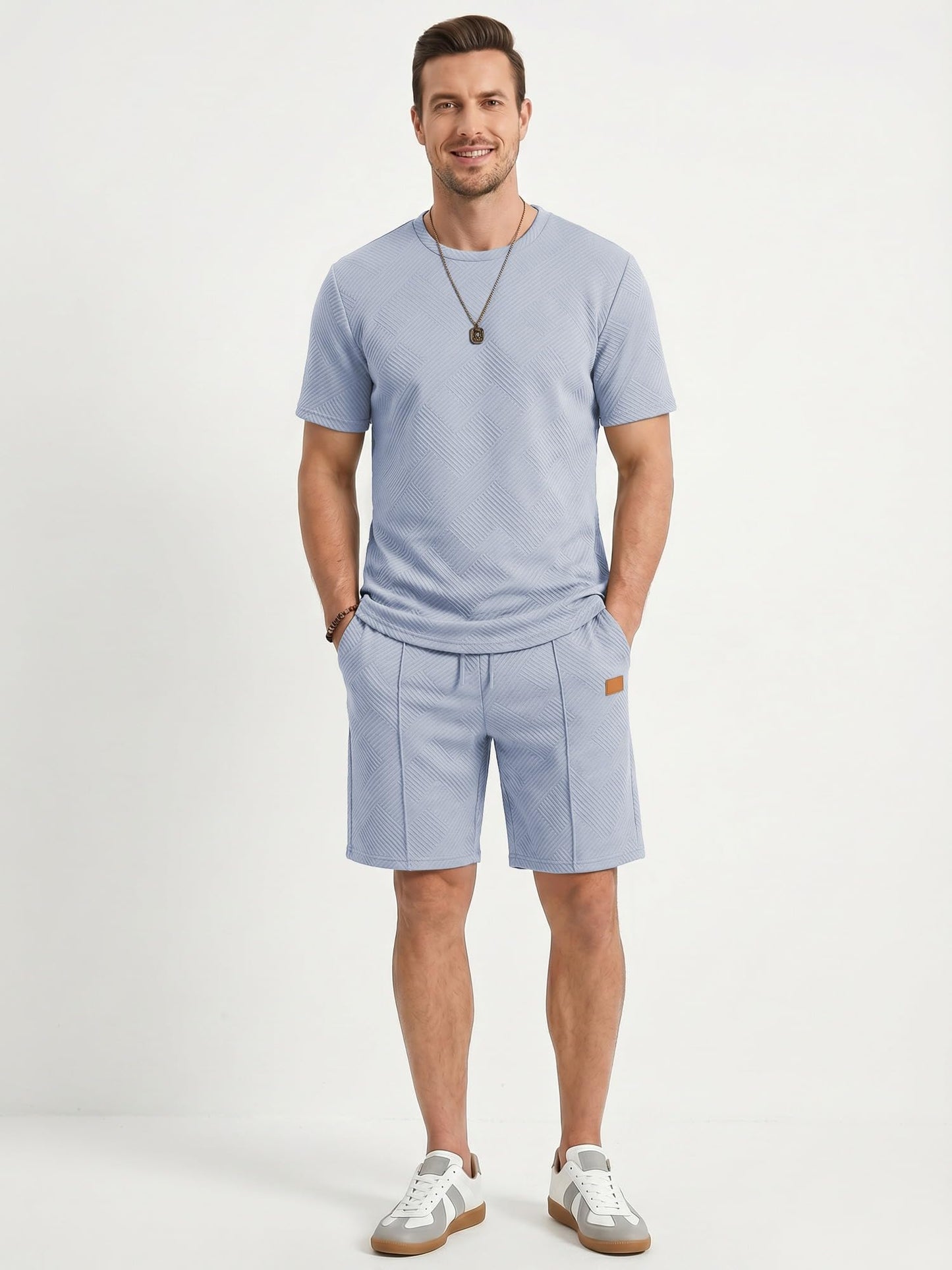JMIERR Men's 2 Piece Outfit Anti-wrinkle T Shirts and Shorts Summer Beach Vacation Lounge Workout Pajamas Short Sleeve Sets