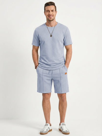 JMIERR Men's 2 Piece Outfit Anti-wrinkle T Shirts and Shorts Summer Beach Vacation Lounge Workout Pajamas Short Sleeve Sets