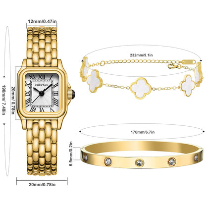 CHEETAH Women’s Gold Bangle Watch and Bracelet Set