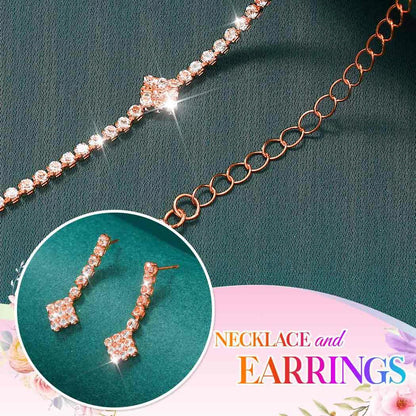 Aukmla Rhinestones Bridal Wedding Jewelry Sets Sparkly Necklace Earrings Bracelet Set Prom Formal Jewelry for Brides and Women