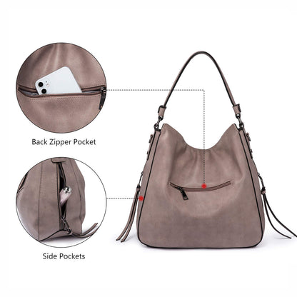 Realer Hobo Crossbody Bags for Women Designer Faux Leather Hobo Handbags Retro Large Size Shoulder Bag Bucket Purse