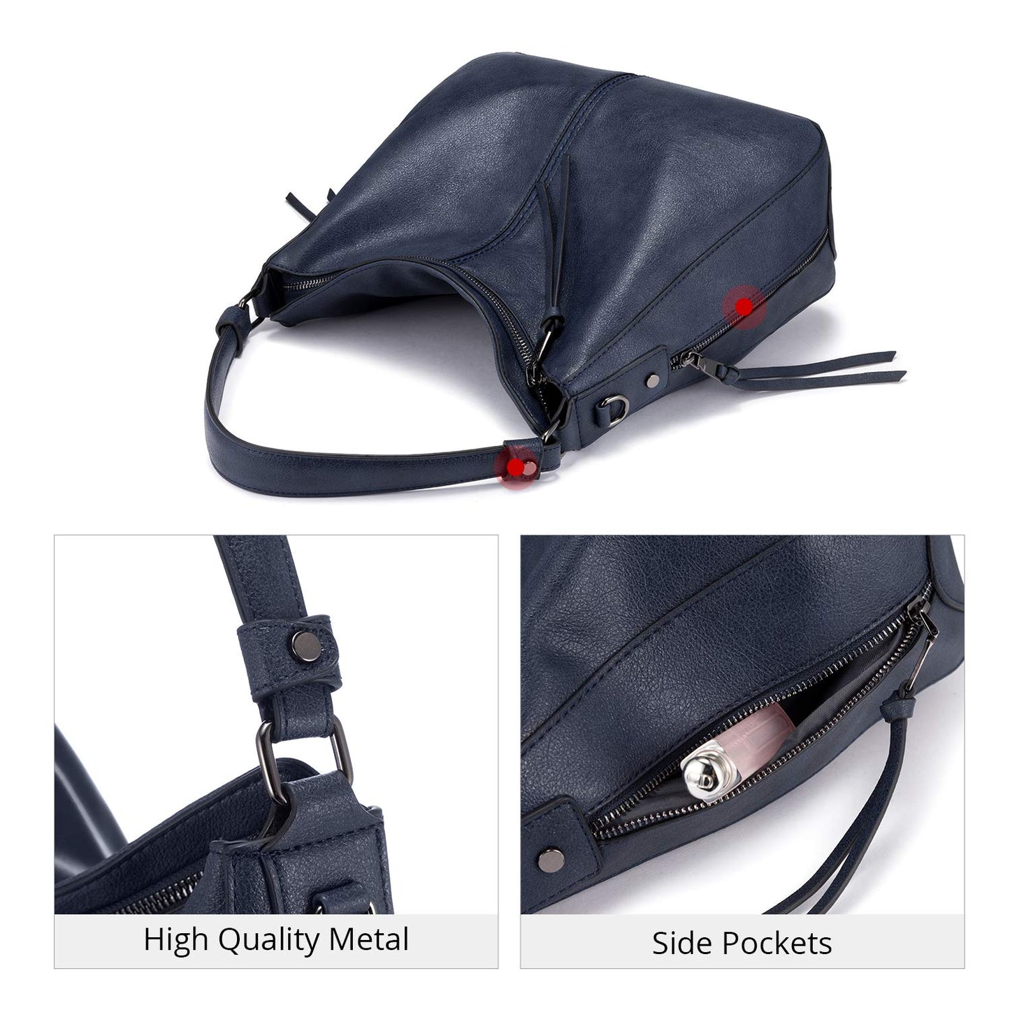 Realer Hobo Crossbody Bags for Women Designer Faux Leather Hobo Handbags Retro Large Size Shoulder Bag Bucket Purse