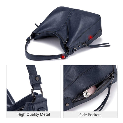 Realer Hobo Crossbody Bags for Women Designer Faux Leather Hobo Handbags Retro Large Size Shoulder Bag Bucket Purse