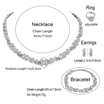 SYHOL Gold Jewelry Sets for Women 18K Gold/Silver Filled Jewelry Necklace Set Wedding Bridal Fashion Jewelry Sets Women Accessories Bracelets Earrings and Rings Sweetheart Gifts