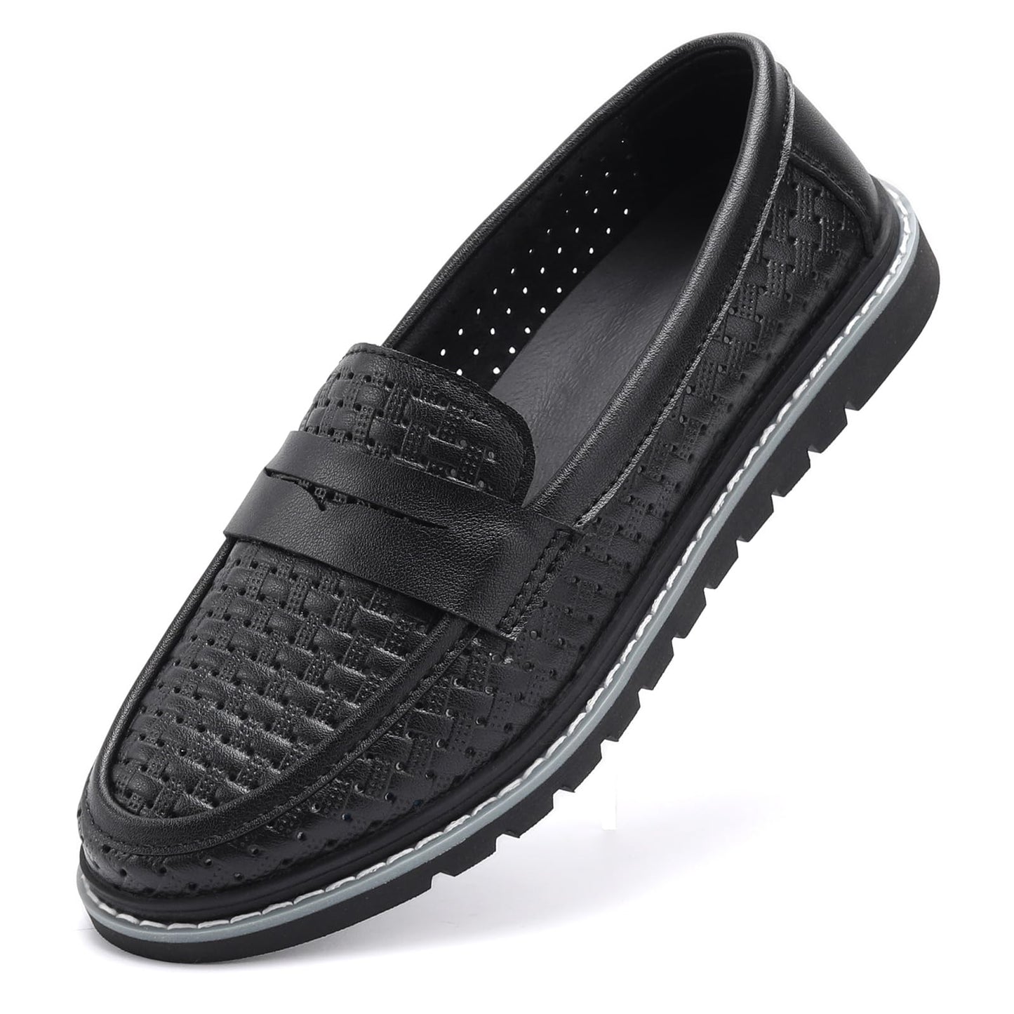 Women's Penny Loafers Leather Dress Shoes Comfortable Non-Slip Flats Soft Slip-on Walking Shoes Driving for Women