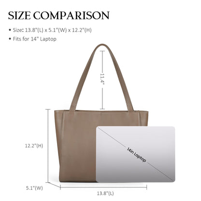 befen Genuine Leather Tote Bag for Women Work, Women's Leather Shoulder Bags Purses Satchel Handbags with Laptop Compartment