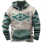 Men's Hooded Sweatshirt American Flag Print Long Sleeve Pullover Sweatshirt Vintage Tribal Aztec Graphic Hoodie Tops