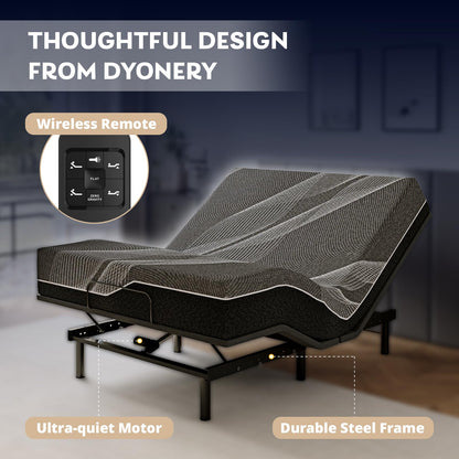 Dyonery Twin XL Adjustable Bed Base Frame with Wireless Remote + 12 Inch Twin XL Gel Memory Foam Mattress Bed in a Box, Head and Foot Incline, Zero Gravity, Fiberglass Free, 80" × 38"