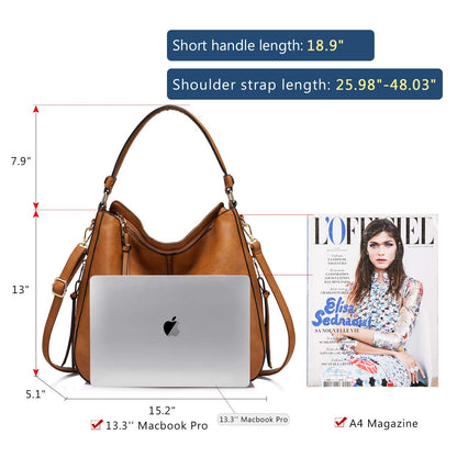 Realer Hobo Crossbody Bags for Women Designer Faux Leather Hobo Handbags Retro Large Size Shoulder Bag Bucket Purse
