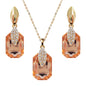 Navachi 18k Gold Plated Crystal Multicolor Square Shape Zircon Dangle Earrings And Neckalce Pendant Az4020-1 Jewelry set