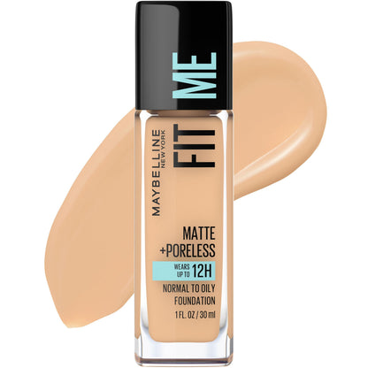 Maybelline Fit Me Matte + Poreless Liquid Oil-Free Foundation Makeup, Mocha, 1 Count (Packaging May Vary)