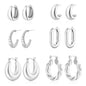 ALLHOLA 6 Pairs 14K Gold Plated Hoop Earrings for Women Trendy Chunky Lightweight Hoop Earrings Multipack Hypoallergenic, Thick Twisted Huggie Hoops Earring Set Jewelry for Gifts