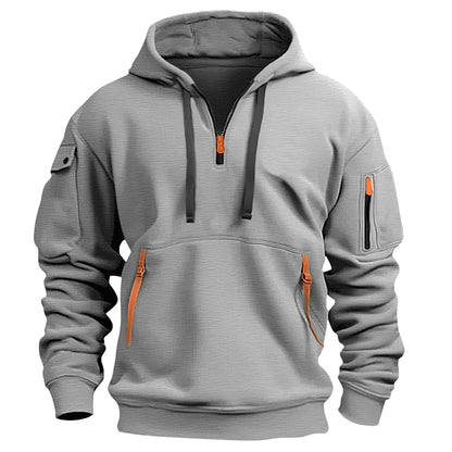 RTTUIOP Hoodies for Men Quarter Zip Pullover Tactical Sweatshirt Vintage Long Sleeve Casual Fashion Hoodie With Pockets