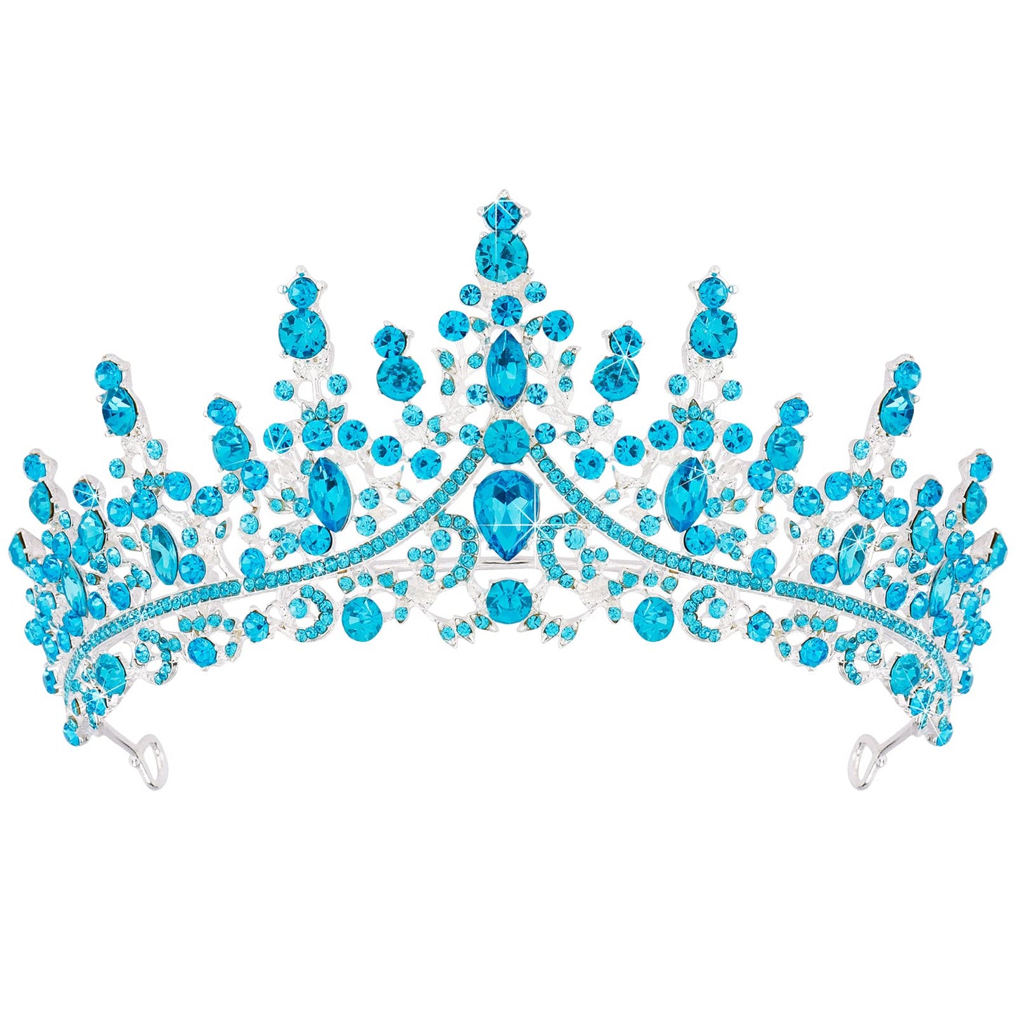 TOBATOBA Silver Wedding Crystal Tiaras and Crowns for Women, Bride Royal Queen Headband Princess Quinceanera Headpieces for Birthday Prom Pageant Party