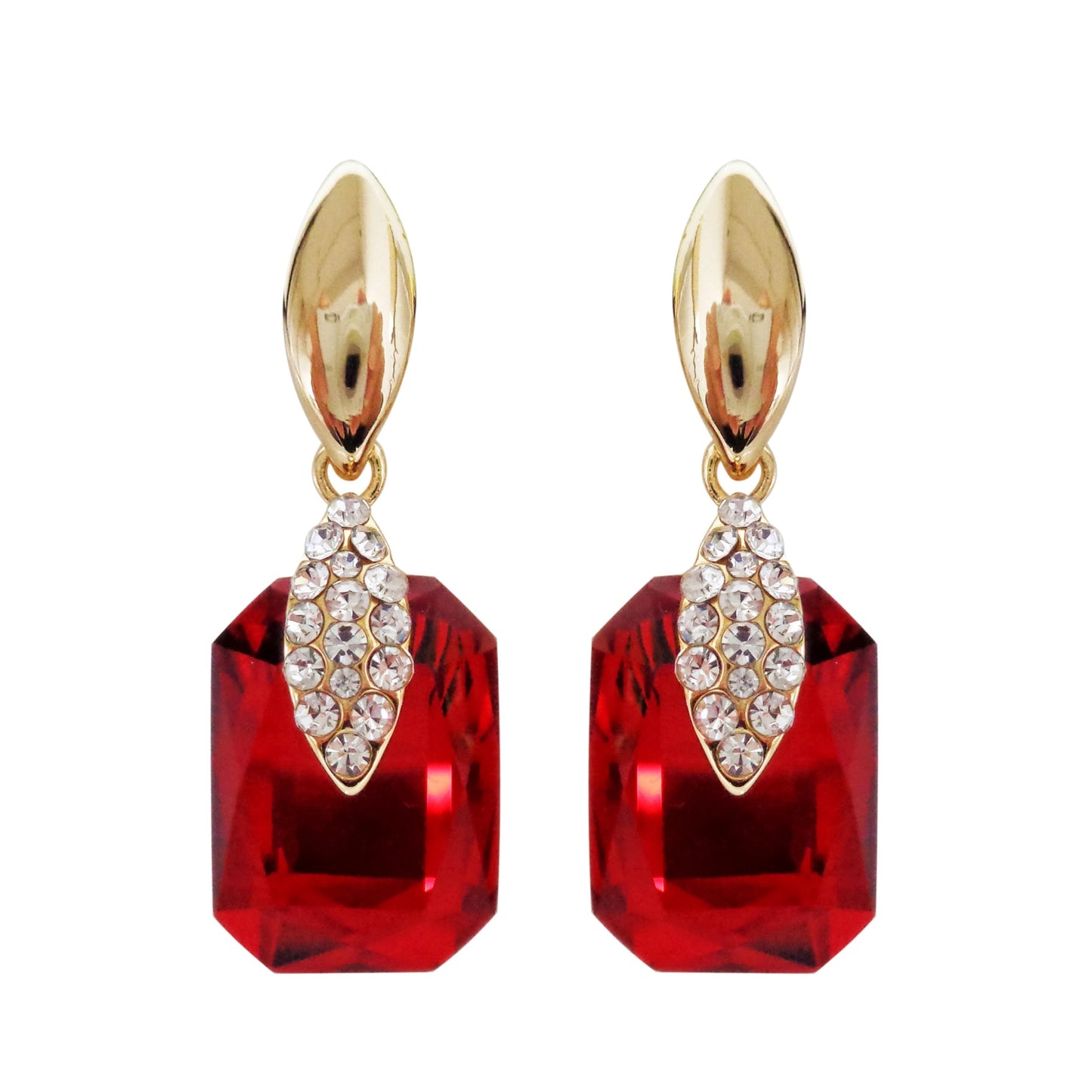 Navachi 18k Gold Plated Crystal Multicolor Square Shape Zircon Dangle Earrings And Neckalce Pendant Az4020-1 Jewelry set