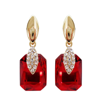 Navachi 18k Gold Plated Crystal Multicolor Square Shape Zircon Dangle Earrings And Neckalce Pendant Az4020-1 Jewelry set