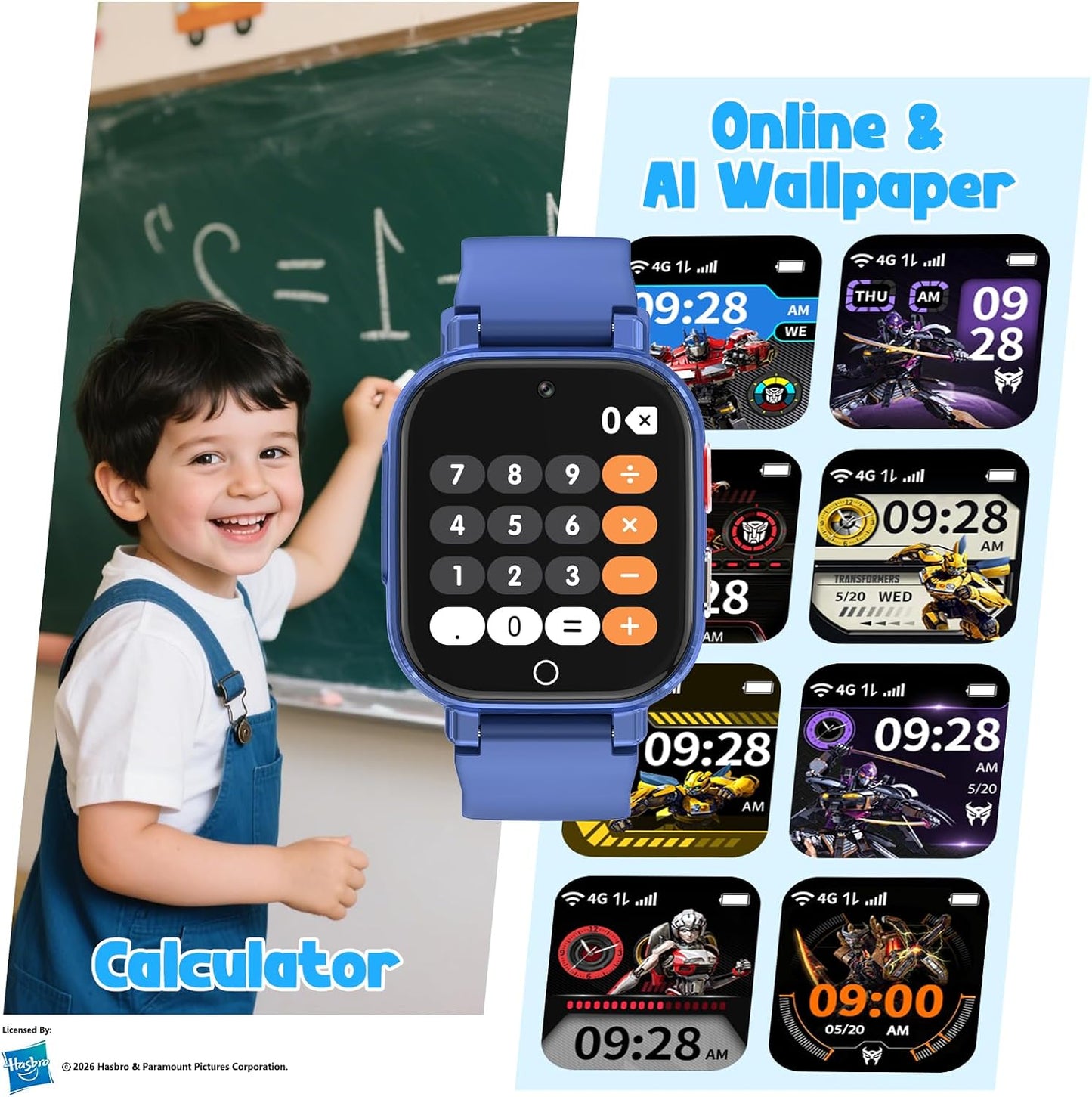 Smart Watch for Kids, 4G Kids Smartwatch with GPS Tracker Calling (Blue) | WIFI/Voice/Video Chat/SOS/SMS-receiving IP68 Waterproof Pedometer Camera Alarm Safe Zone Smartwatch Gift for Boys Girls 4-12