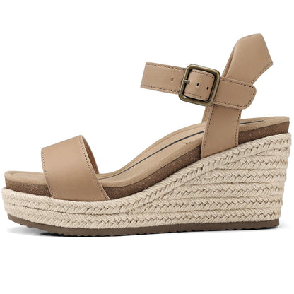 Women's Orthopedic Wedge Sandals: Arch Support Genuine Leather Platform Espadrilles - Comfortable Open Toe Casual Summer Sandals