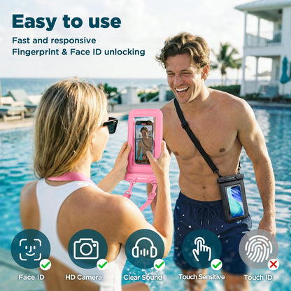 CACOE Floatable Waterproof Phone Pouch 2 Pack Up to 9.0", Black+Green | Floatable, IPX8 Waterproof Phone Case,Adjustable Lanyard,Dry Bags for Beach/Cruise/Travel/Camping/Kayak/Vacation Essentials