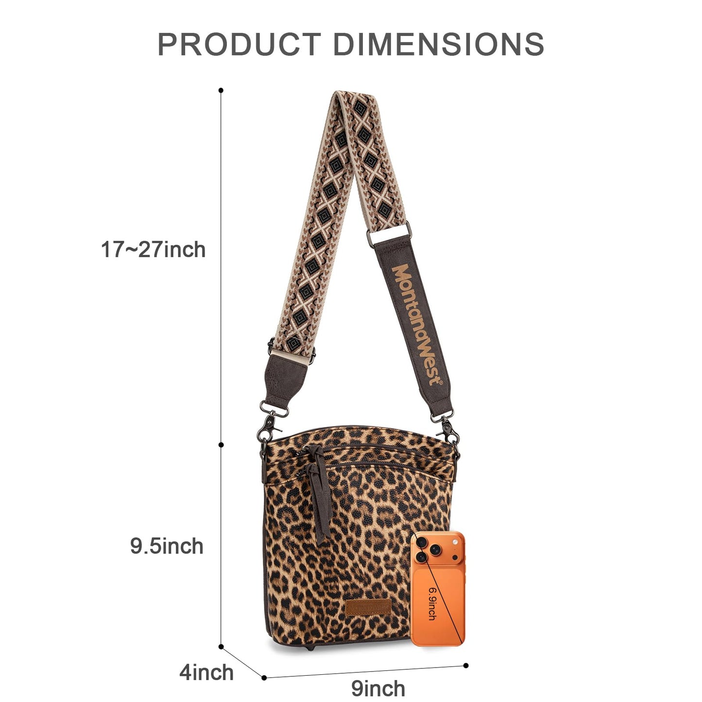 Montana West Multi Zip Pocket Crossbody Bag With Guitar Strap