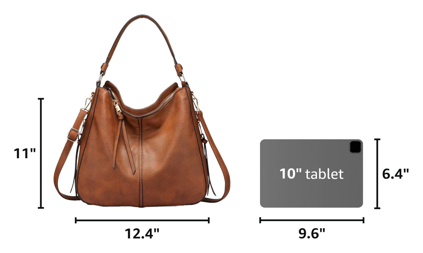 Realer Hobo Crossbody Bags for Women Designer Faux Leather Hobo Handbags Retro Large Size Shoulder Bag Bucket Purse