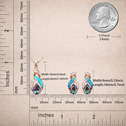 Jewelry Sets Australian Created Opal Necklace Earrings Jewelry for Mom