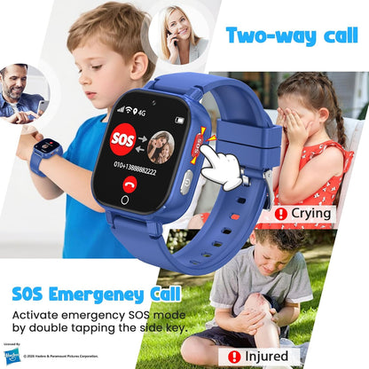 Smart Watch for Kids, 4G Kids Smartwatch with GPS Tracker Calling (Blue) | WIFI/Voice/Video Chat/SOS/SMS-receiving IP68 Waterproof Pedometer Camera Alarm Safe Zone Smartwatch Gift for Boys Girls 4-12