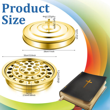 Jingmore Communion 2 Trays with Lid Christmas Holy Wine Serving Trays House up 80 Cups Stacking Stainless Steel Churches Ware Wine Bread Christmas Party Supplies (Gold)