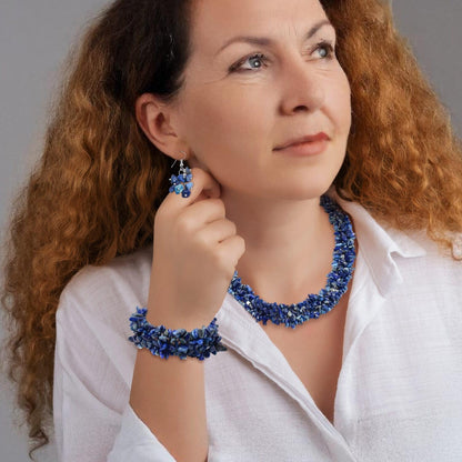 Shop LC Gemstone Chips Necklace, Bracelet & Earrings Set Jewelry for Women