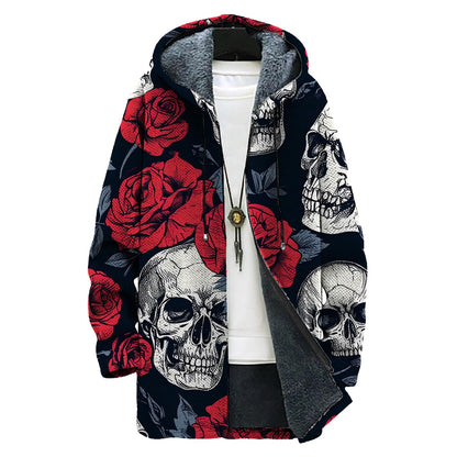domirica Mens Hooded Cardigan Japanese Art Zip Up Long Sleeve Sweater Hoodie Dragon Print Coat with Pockets