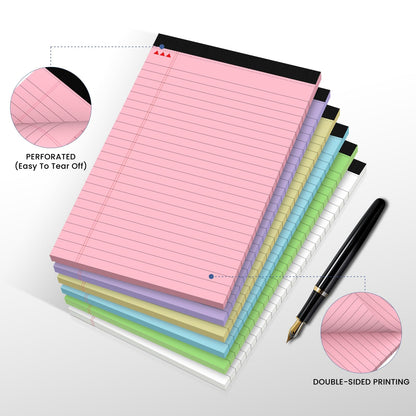 12 Pack Notepads 5x8, Small Legal Pads Narrow College Ruled, 30 Sheets/Pack, Perforated Notebook - White Note Pads for School, Memo, Note Taking, Teacher & Office Supplies, Writing Pads of Paper