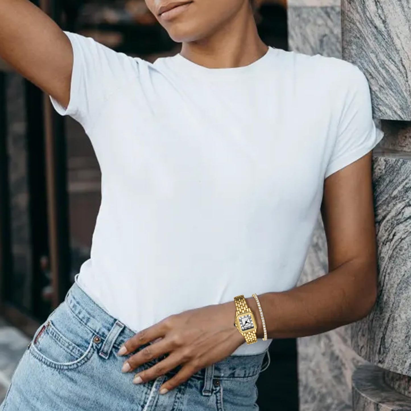 CHEETAH Women’s Gold Bangle Watch and Bracelet Set