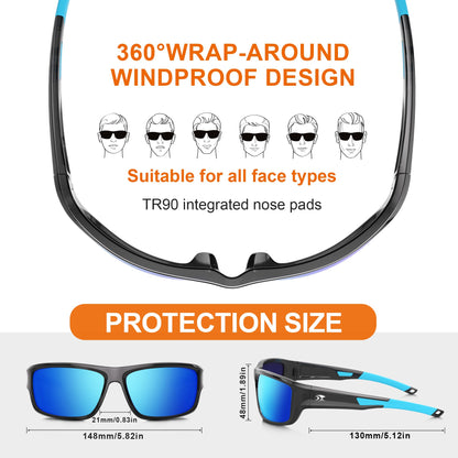 suoso Sports Polarized Sunglasses for Men: Women UV400 Protection Wrap Around Sun Glasses for Golf Fishing Running Driving